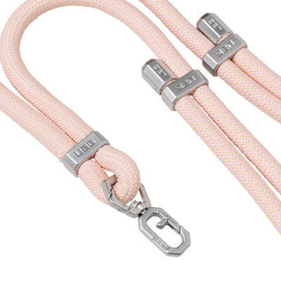 Różowo-beżowy lanyard UAG z metalowymi zapięciami, akcesoria biurowe do organizacji przewodów w Home Office