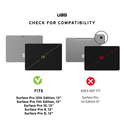Kompatybilność UAG: pasuje do Surface Pro 8-12 (13 cali), nie pasuje do 1st Edition (12 cali)