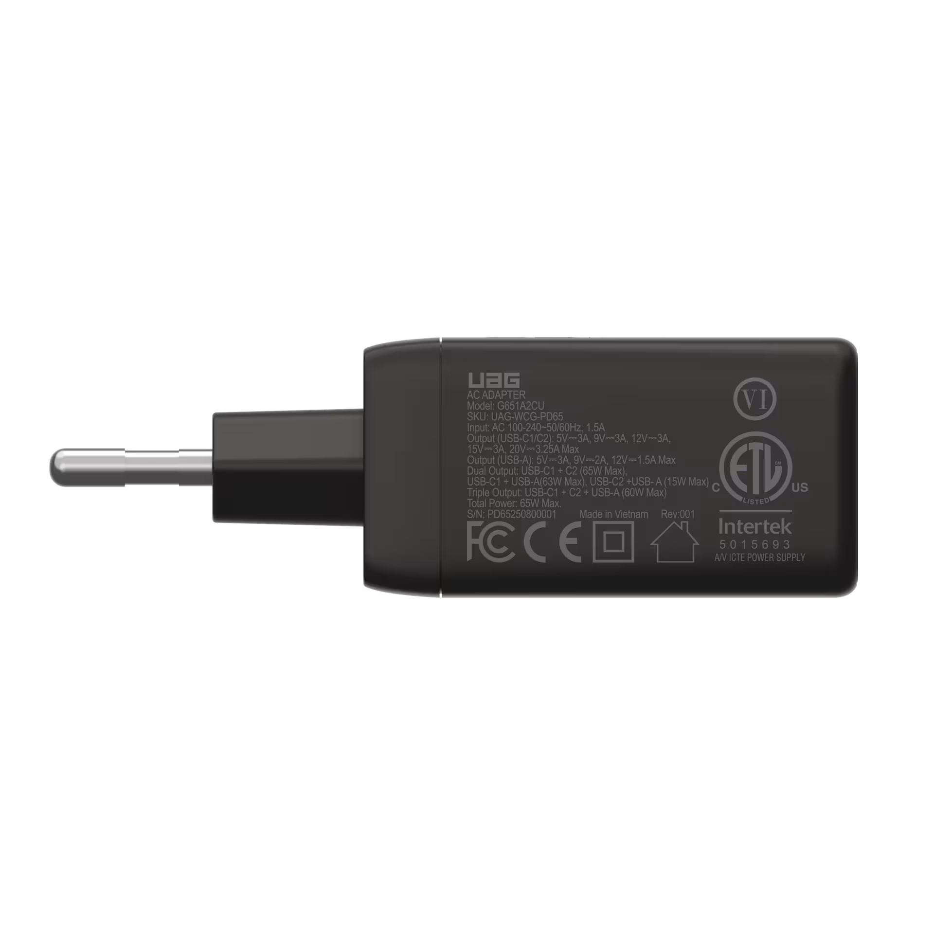 UAG - SRGE (EU) 65W 3 Port Wall Charger - Ładowarka Sieciowa