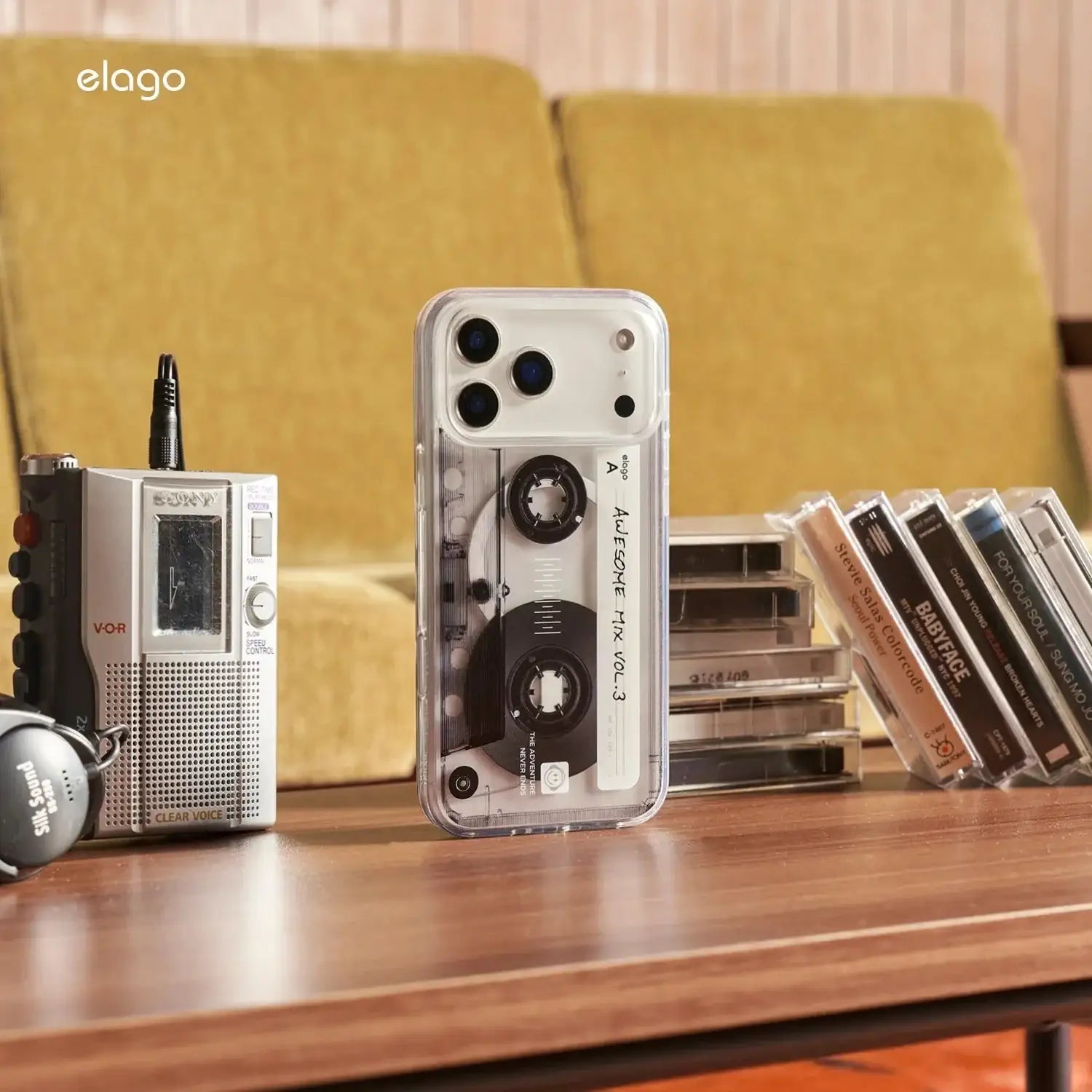 Elago – Cassette Tape 2 Monthly MagSafe do iPhone 17 / Pro / Pro Max / Air - Przezroczyste Etui do iPhone Kaseta