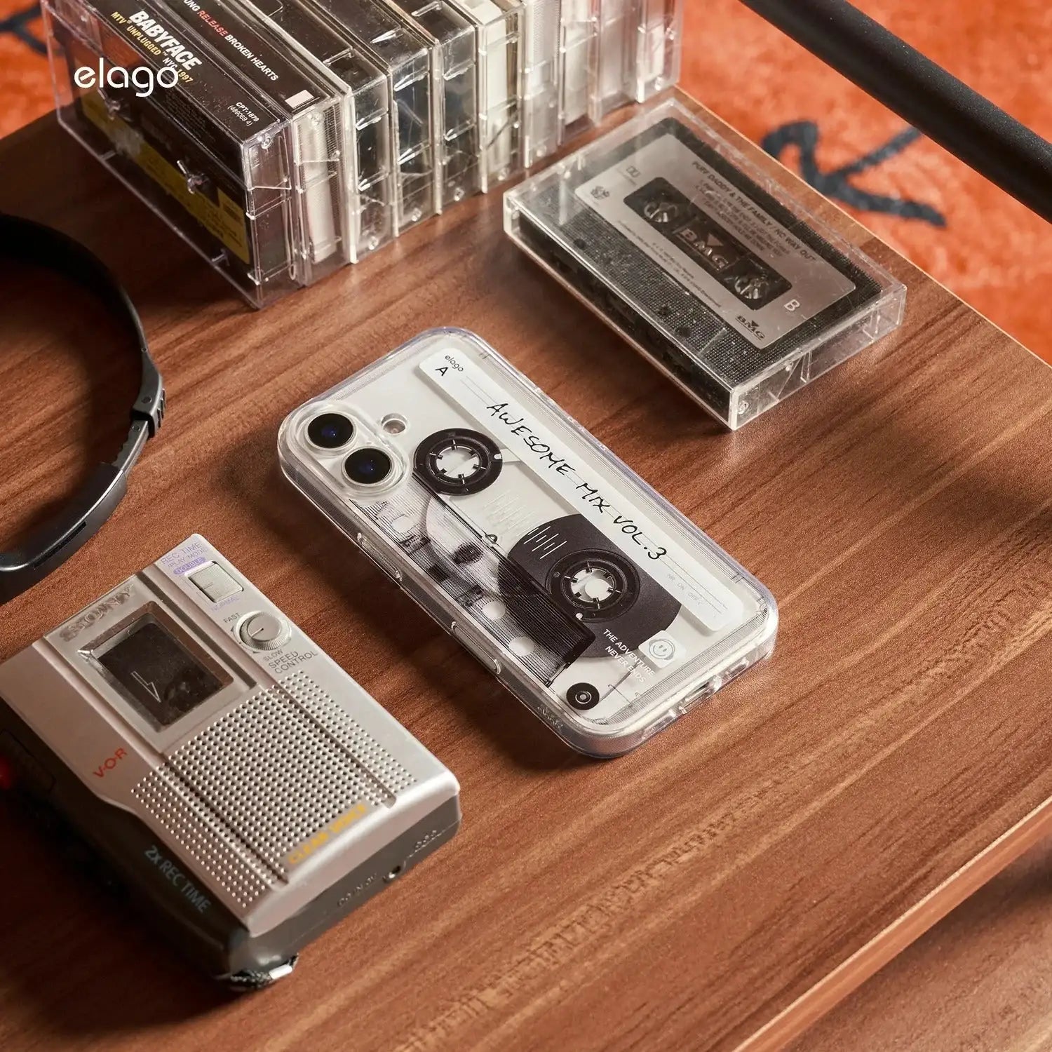 Elago – Cassette Tape 2 Monthly MagSafe do iPhone 17 / Pro / Pro Max / Air - Przezroczyste Etui do iPhone Kaseta