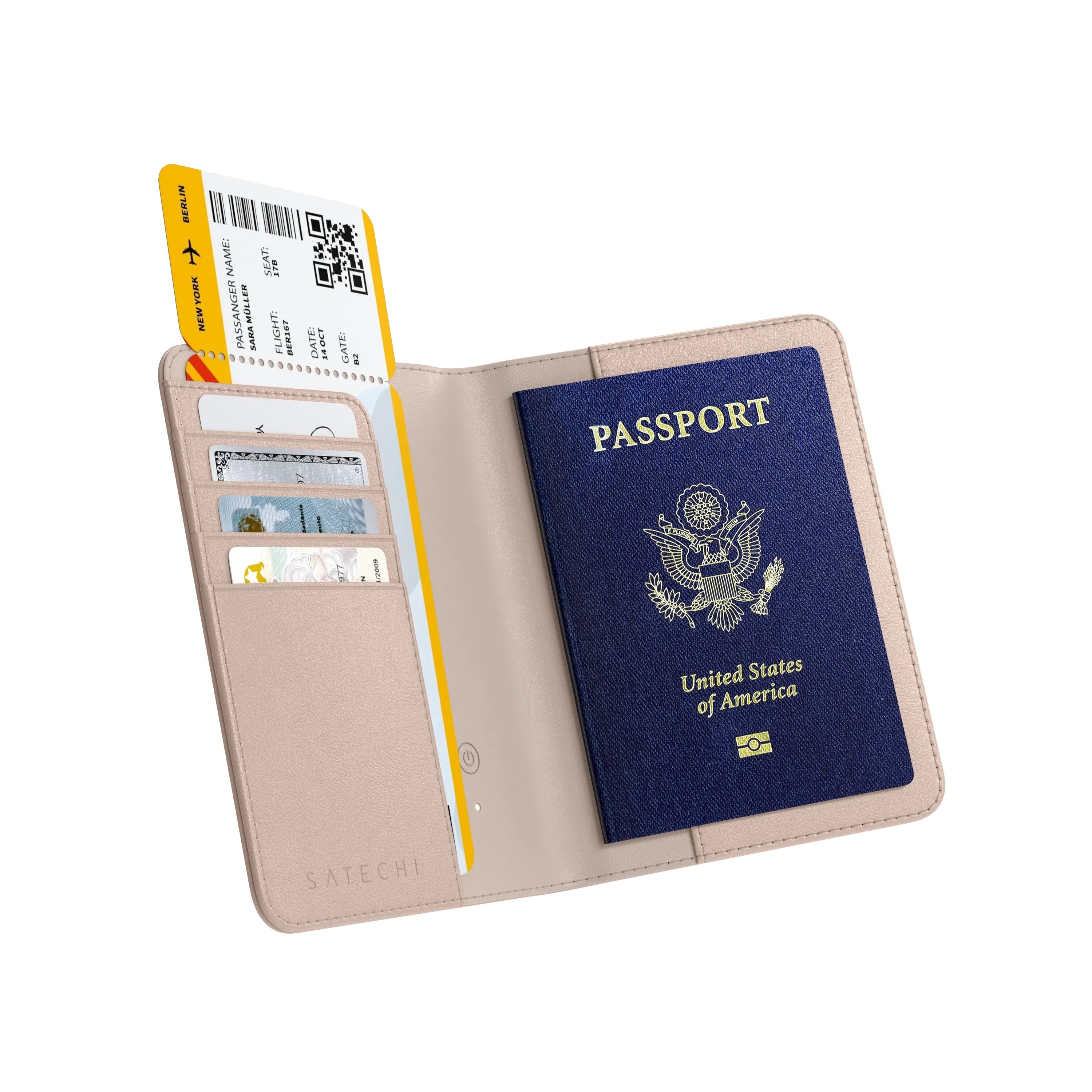 Satechi - Vegan - Leather Passport Cover with Find My - Etui na Paszport z Funkcją Śledzenia