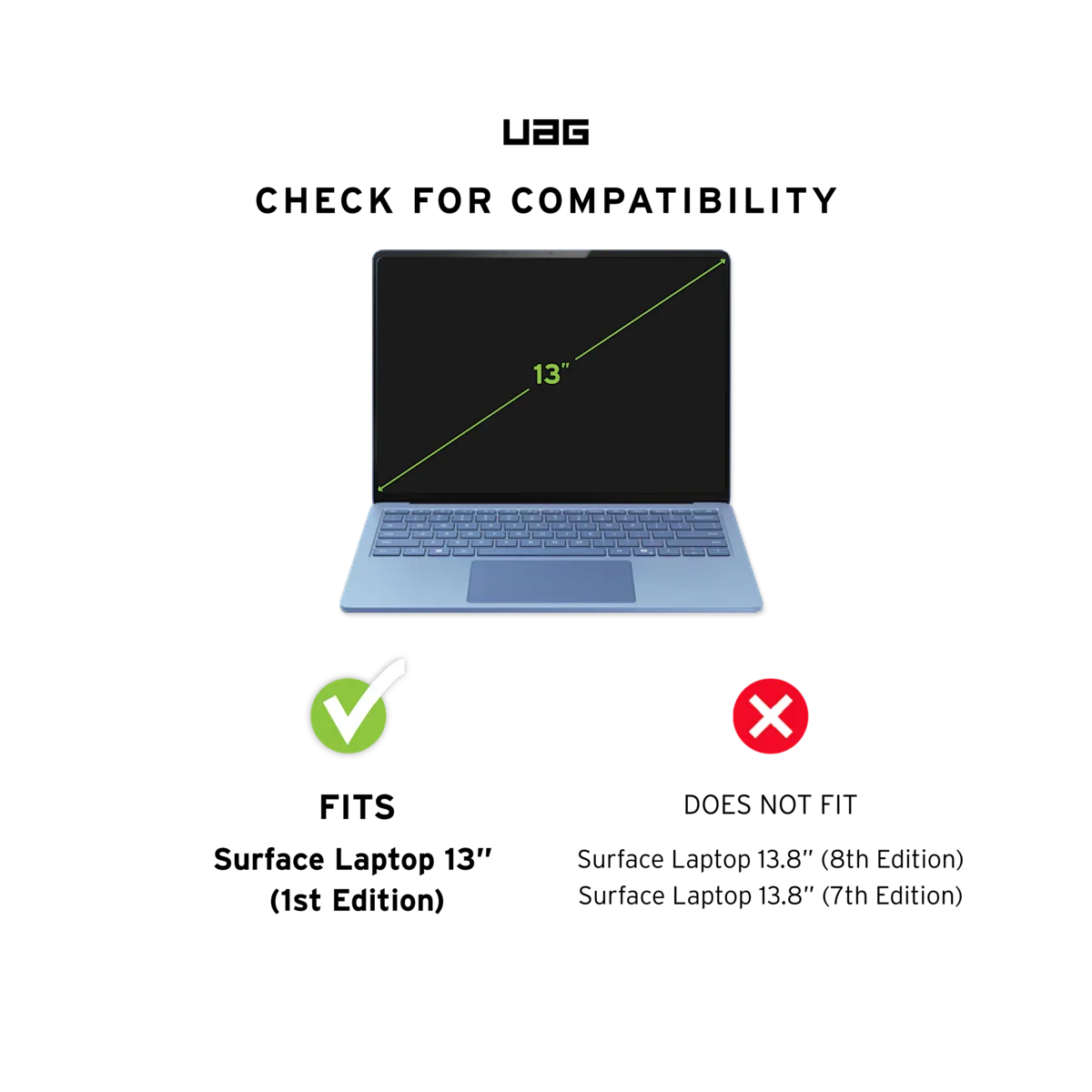 UAG kompatybilność z Surface Laptop 13 cali, nie pasuje do 13.8 cala