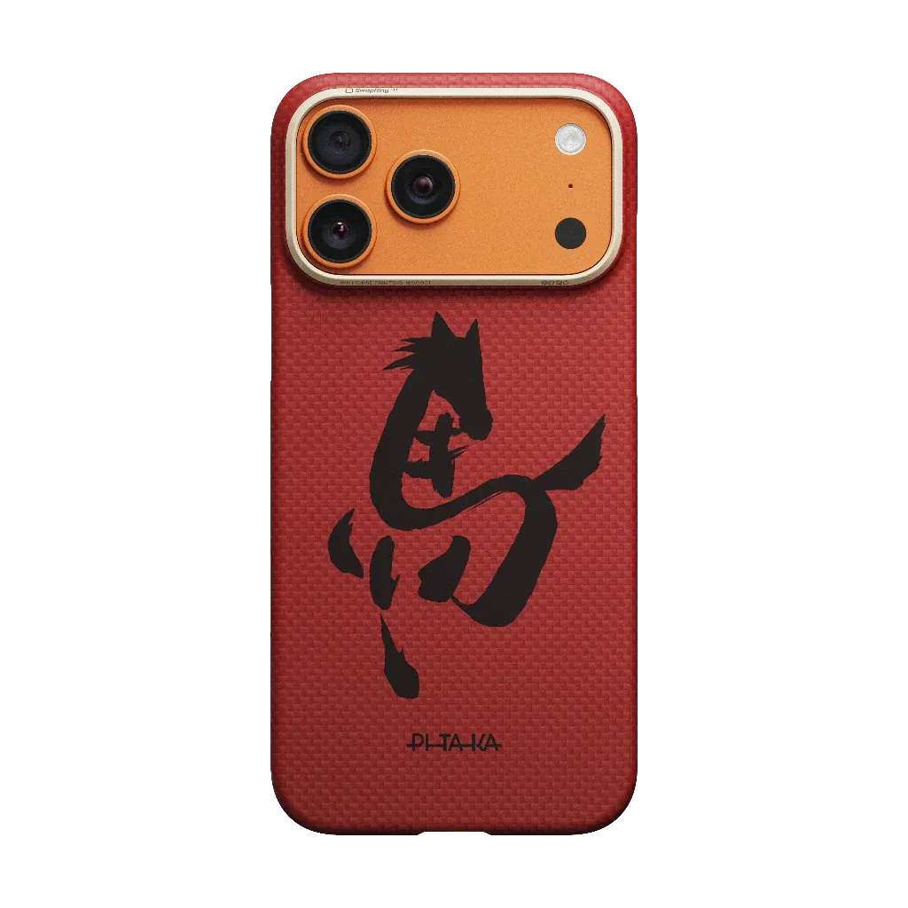 PITAKA - Ink Horse Painting Edge Case Cinnabar - Ultracienkie Etui do iPhona