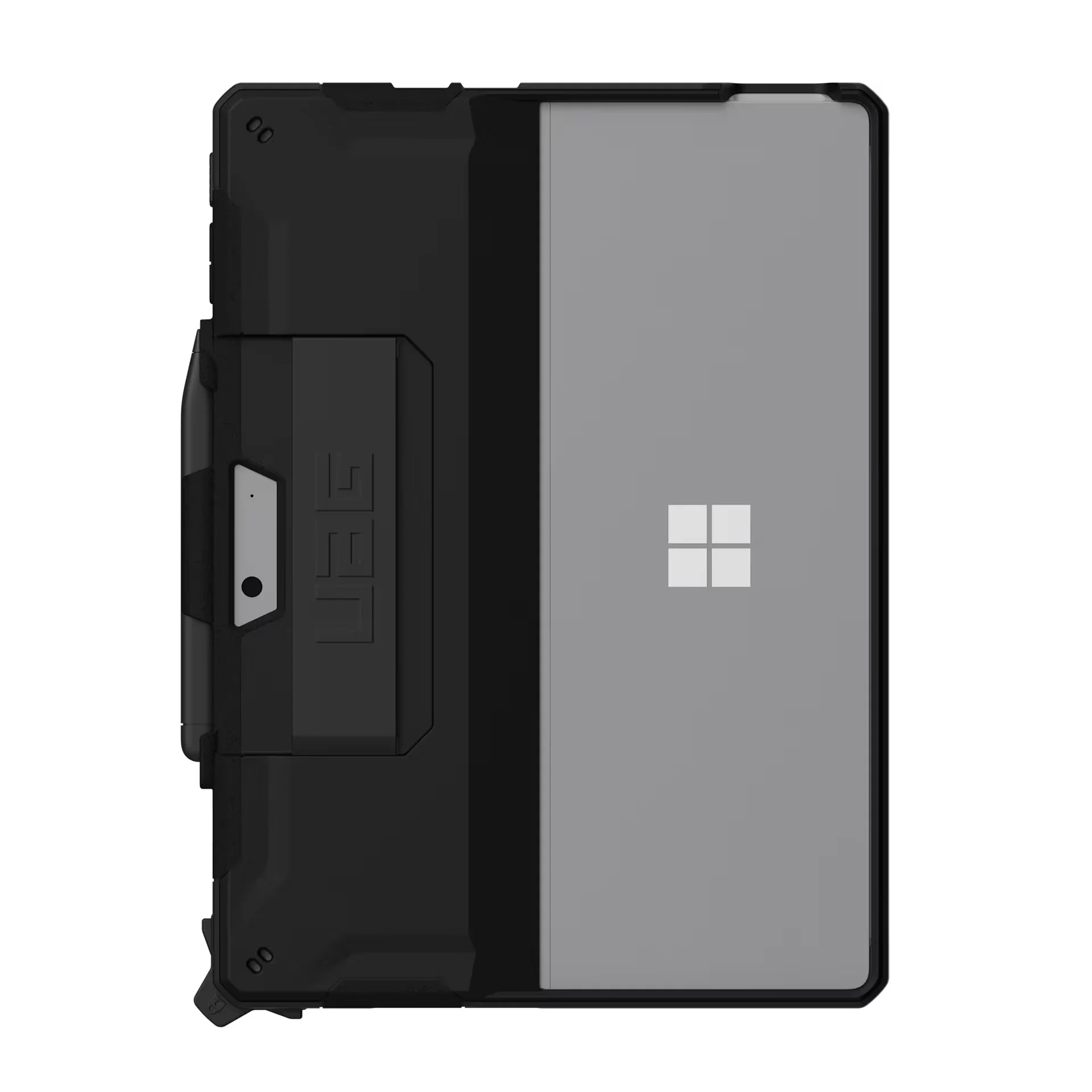 Czarna obudowa UAG dla Surface z logo Microsoft, idealna do Home Office i biura