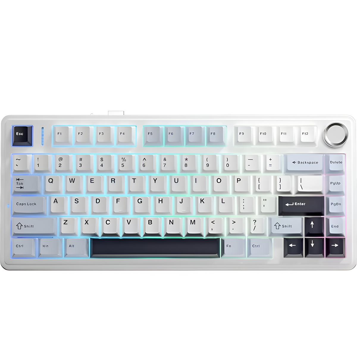 AULA - F75 HE - Magnetic Gaming Keyboard Glacier Blue & White & Dark Purple - Magnetyczna Klawiatura Gamingowa
