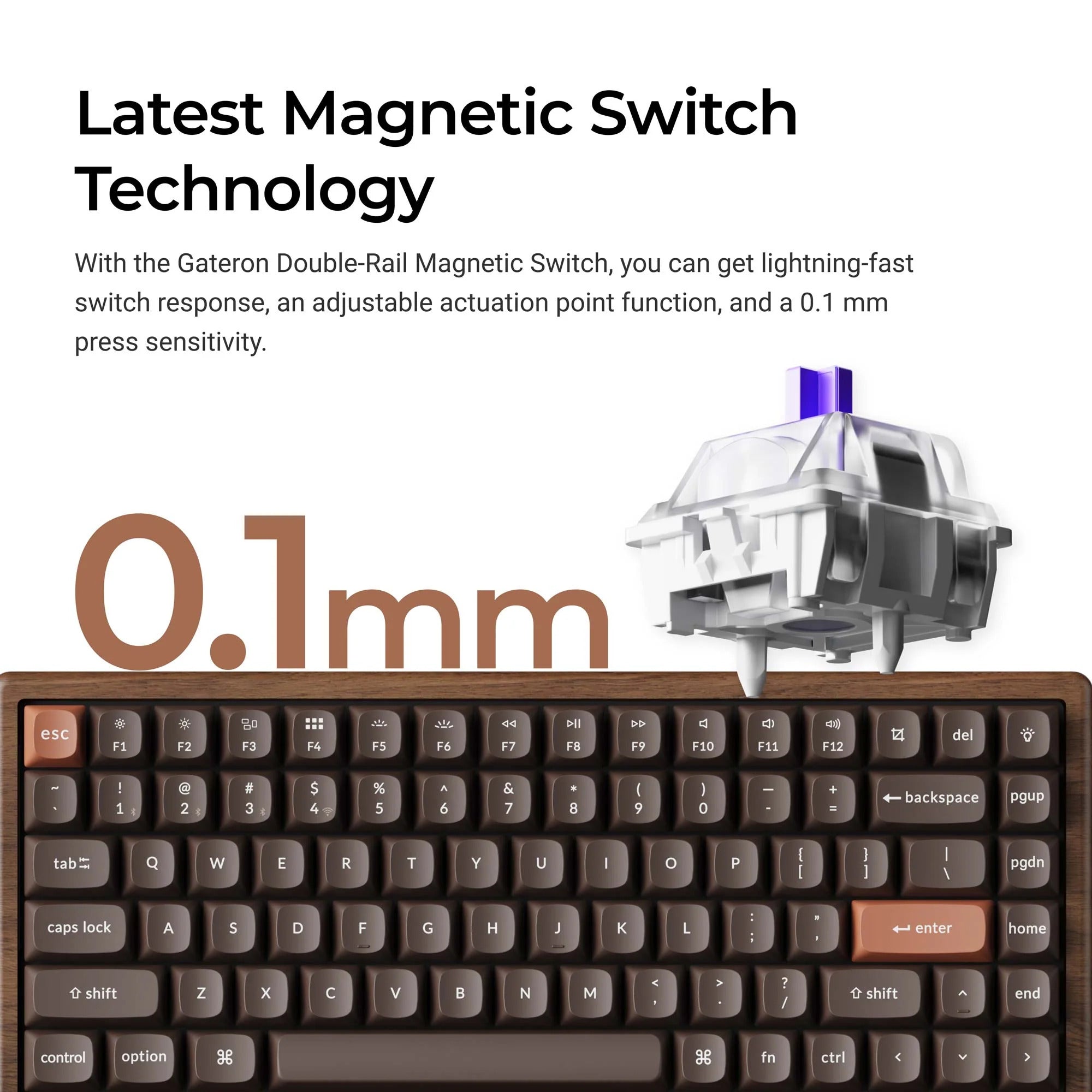 Keychron - K2 HE Wireless Magnetic Switch Custom Keyboard All-Wood Special Edition - Bezprzewodowa Drewniana Klawiatura Magnetyczna