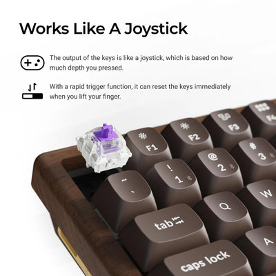 Keychron - K2 HE Wireless Magnetic Switch Custom Keyboard All-Wood Special Edition - Bezprzewodowa Drewniana Klawiatura Magnetyczna