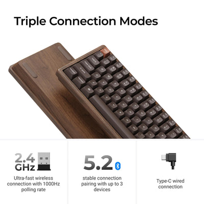 Keychron - K2 HE Wireless Magnetic Switch Custom Keyboard All-Wood Special Edition - Bezprzewodowa Drewniana Klawiatura Magnetyczna