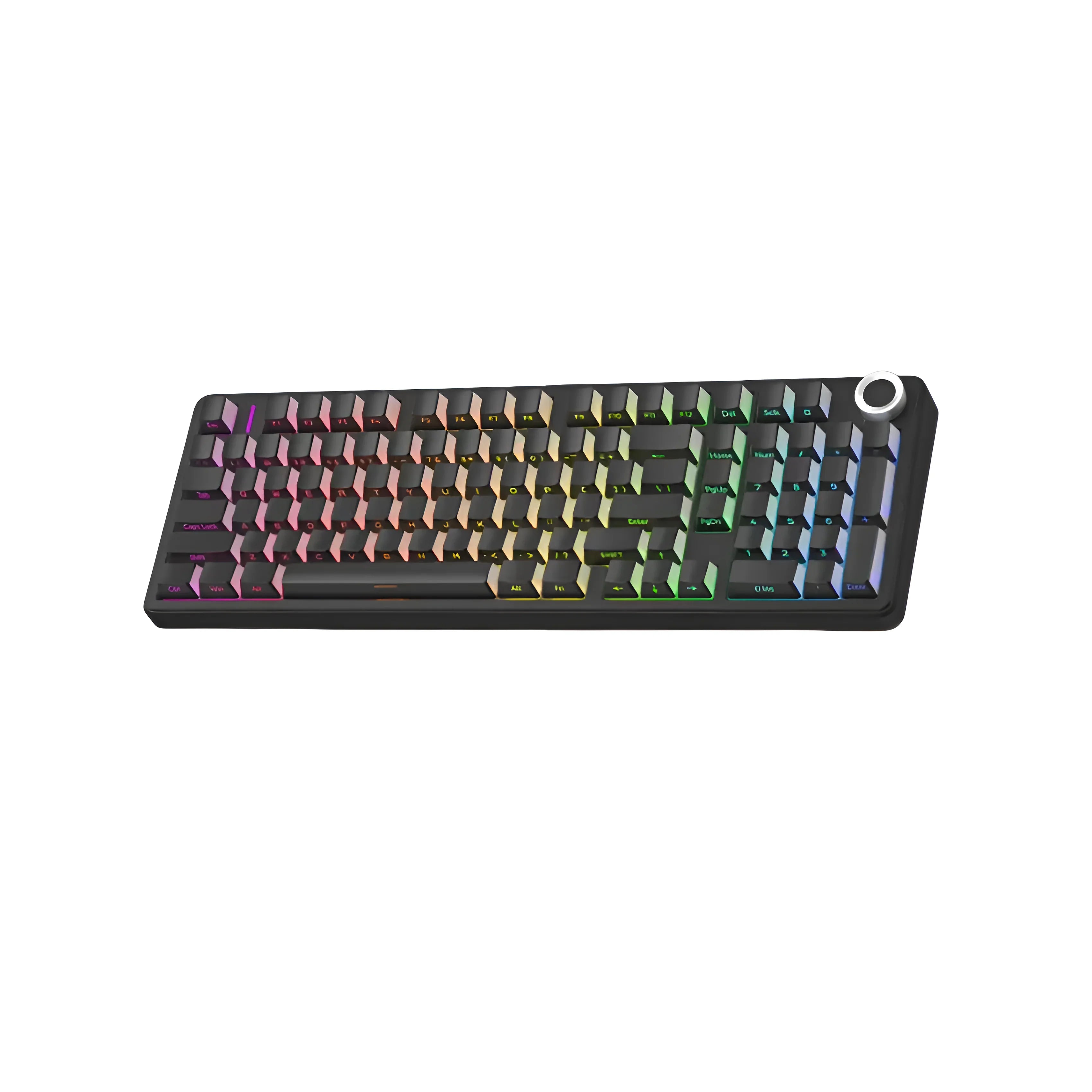 Mechaniczna klawiatura RGB z przyciskiem sterującym, idealna do home office i personalizacji desk setupu