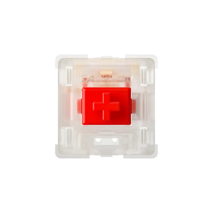 Przeźroczysty przełącznik klawiaturowy z czerwonym krzyżowym popychaczem Kailh