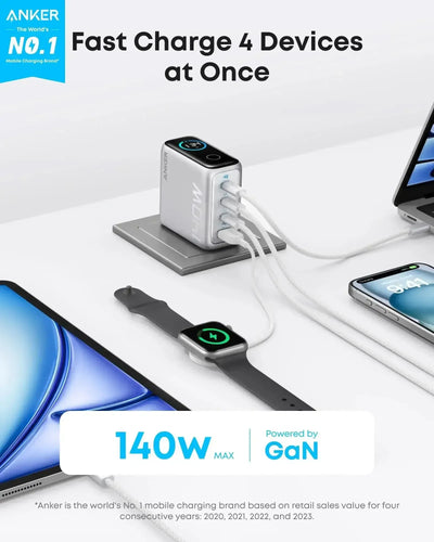 Anker - Charger (140W, 4-Port, PD 3.1) with USB-C Cable - Ładowarka 140W z 4-portami