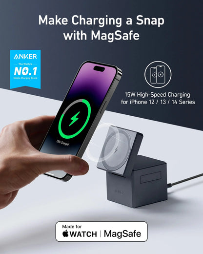 Anker - 3-in-1 Cube with MagSafe Charger - Ładowarka z MagSafe