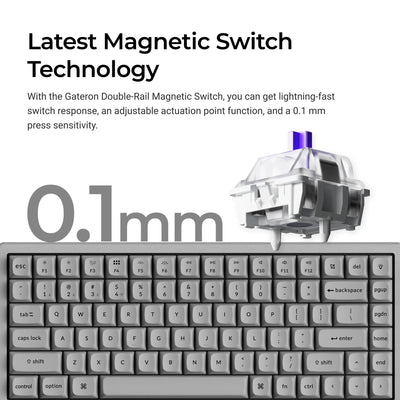 Keychron - K2 HE Wireless Magnetic Switch Custom Keyboard Concrete Edition - Bezprzewodowa Klawiatura Magnetyczna