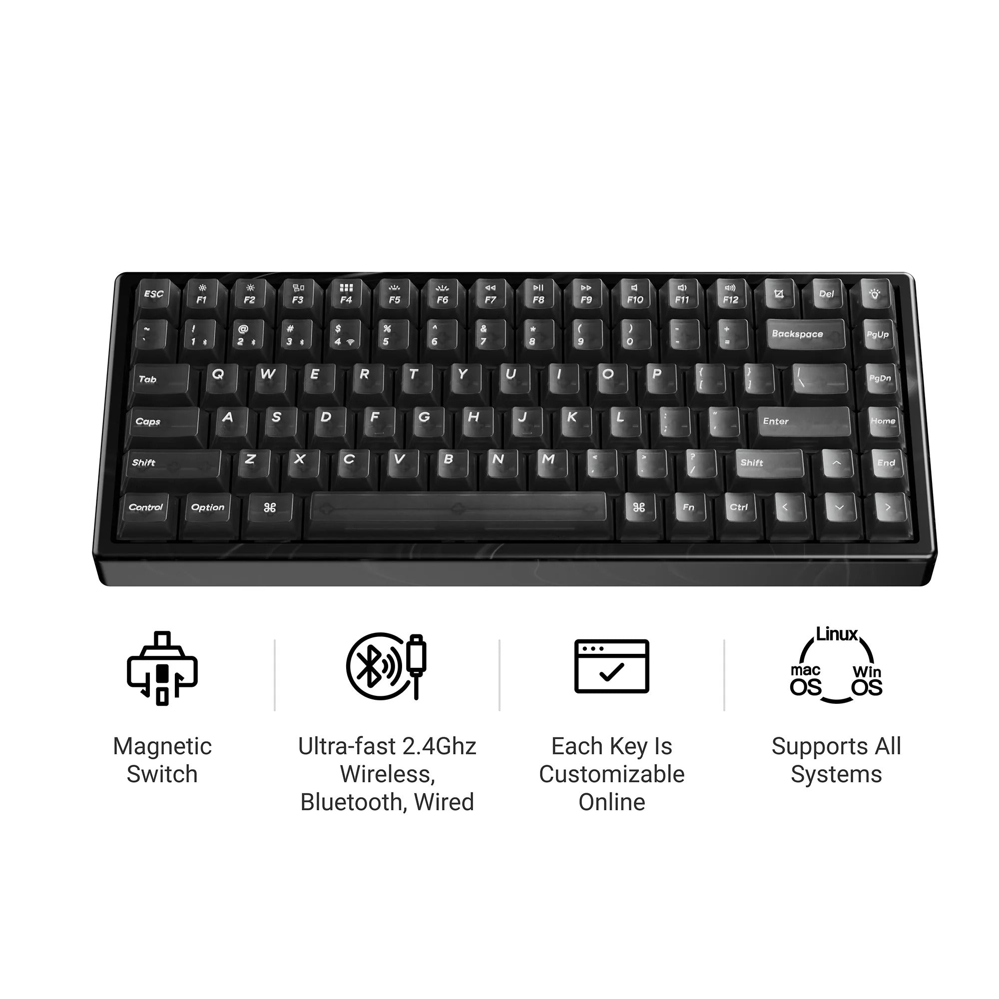 Keychron - K2 HE Wireless Magnetic Switch Custom Keyboard Resin Edition - Bezprzewodowa Klawiatura Magnetyczna