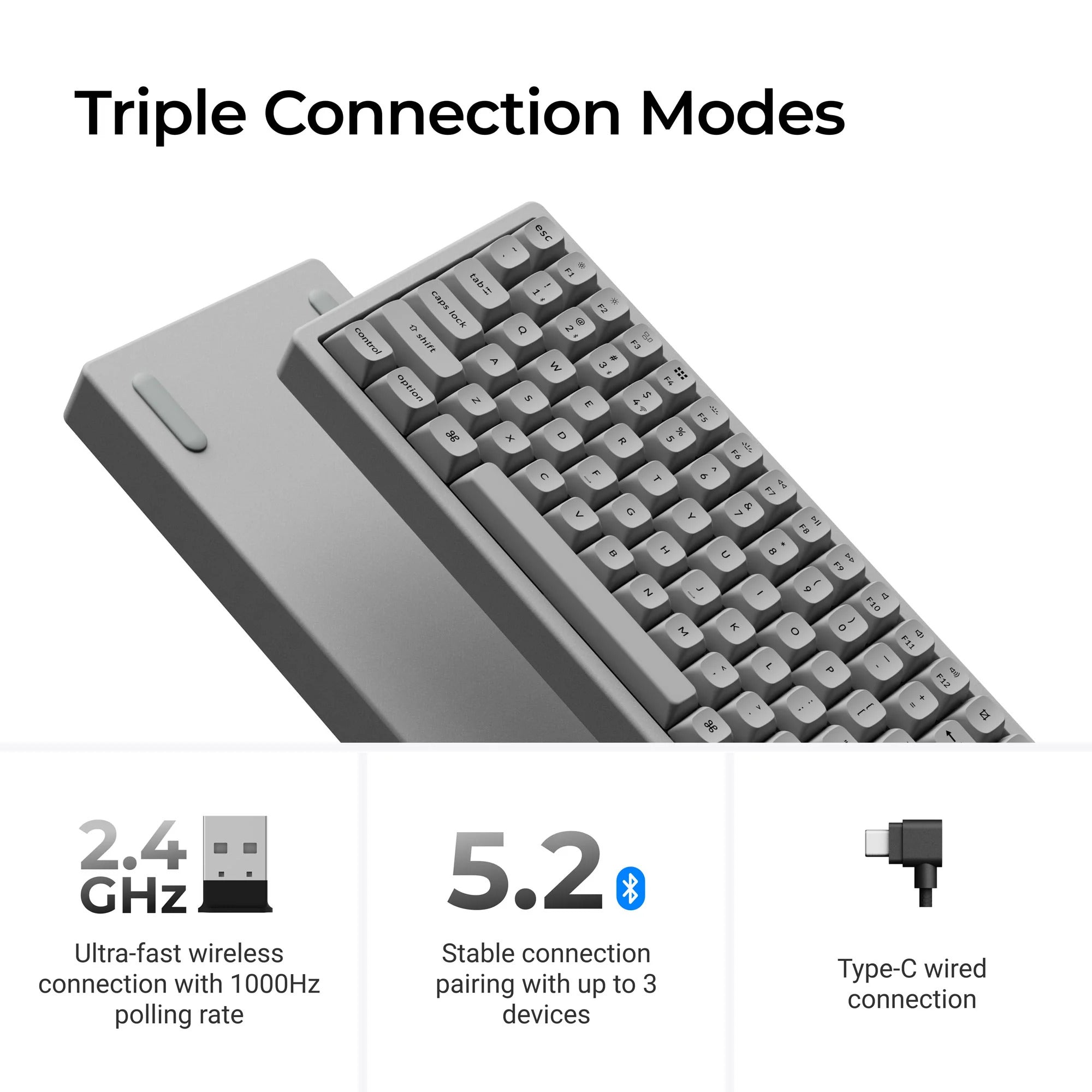 Keychron - K2 HE Wireless Magnetic Switch Custom Keyboard Concrete Edition - Bezprzewodowa Klawiatura Magnetyczna