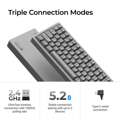 Keychron - K2 HE Wireless Magnetic Switch Custom Keyboard Concrete Edition - Bezprzewodowa Klawiatura Magnetyczna