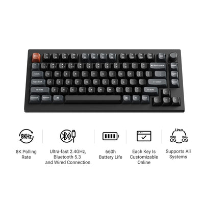 Keychron - V1 Ultra 8K Wireless Custom Mechanical Keyboard - Bezprzewodowa Klawiatura Mechaniczna
