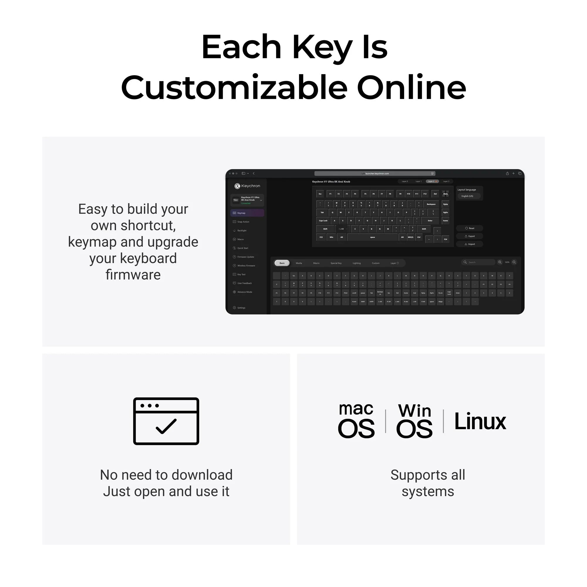 Keychron - V1 Ultra 8K Wireless Custom Mechanical Keyboard - Bezprzewodowa Klawiatura Mechaniczna
