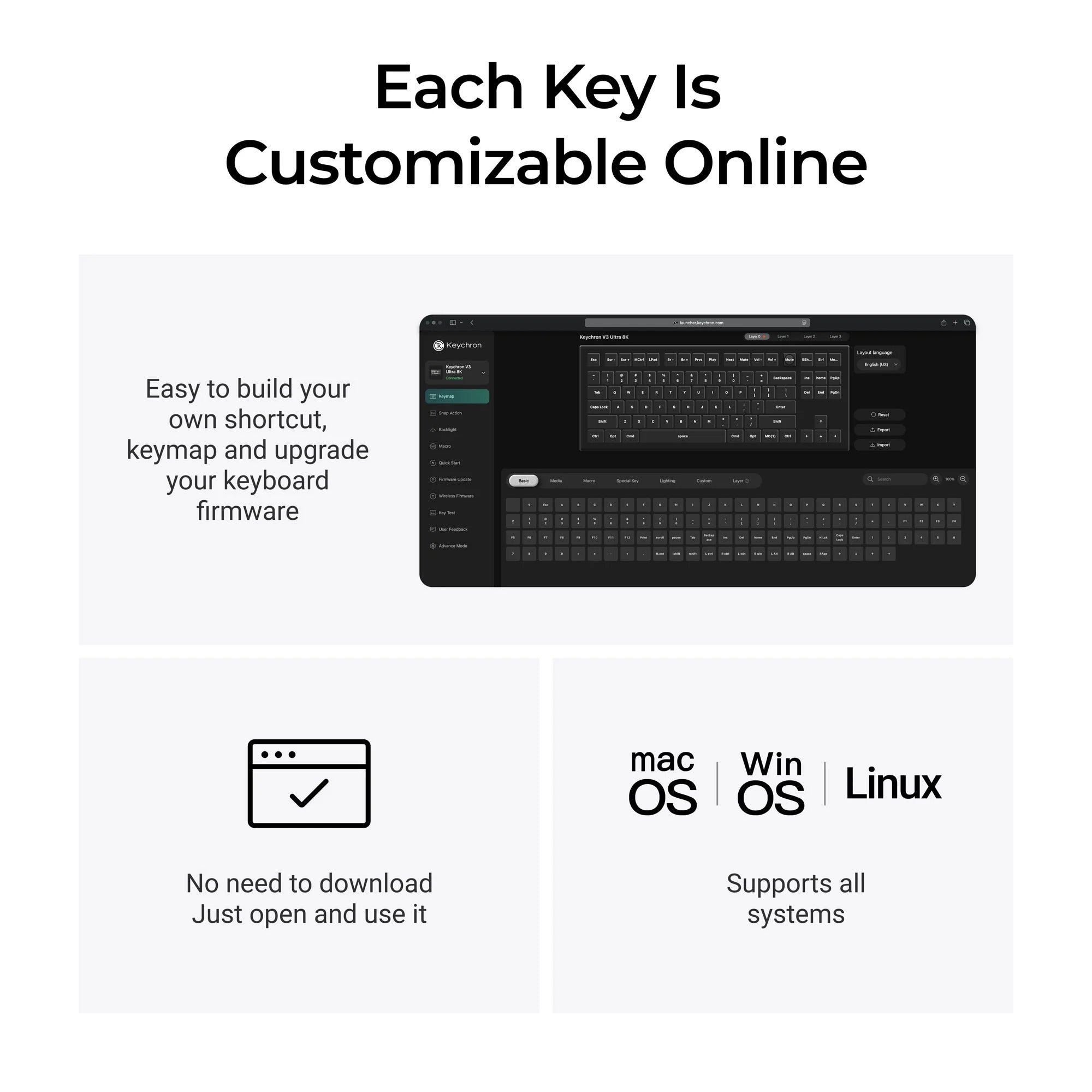 Keychron - V3 Ultra 8K Wireless Custom Mechanical Keyboard - Bezprzewodowa Klawiatura Mechaniczna