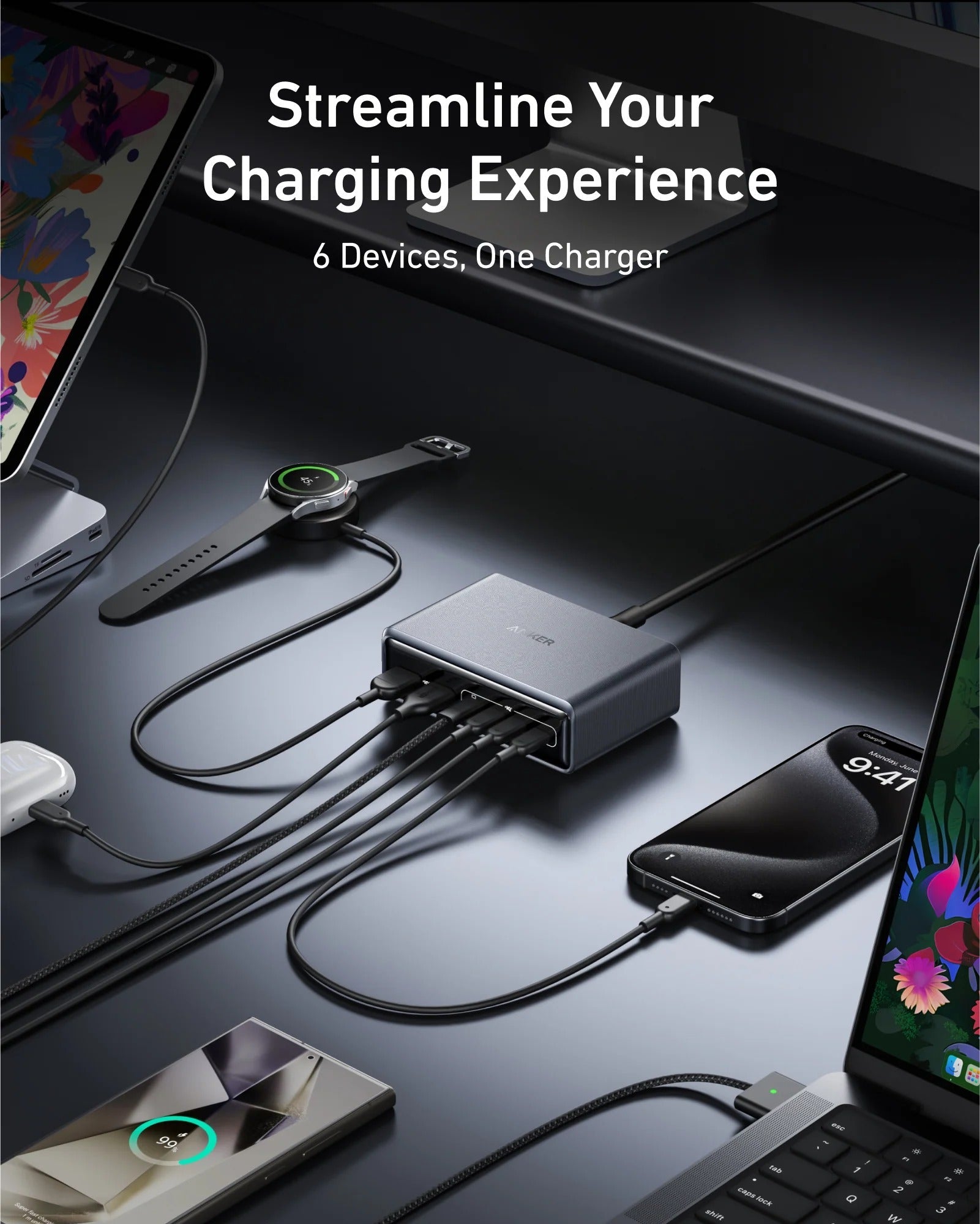 Anker - Prime Charger (200W, 6 Ports, GaN) - Ładowarka 200W z 6-portami