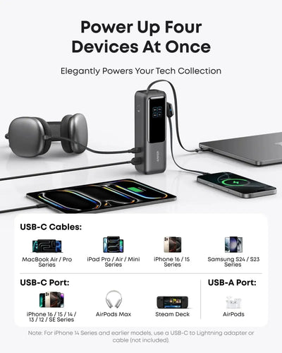 Anker - Laptop Power Bank (25K, 165W, Built-In and Retractable Cables) - Powerbank 25000mAh