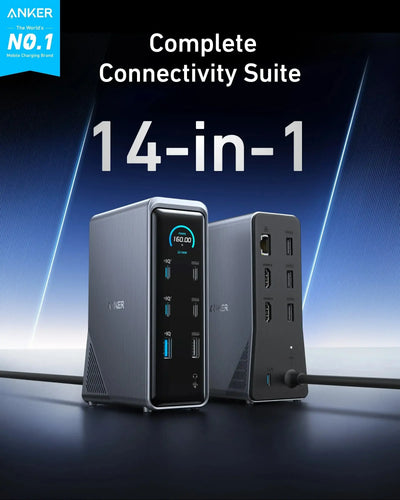 Anker - Prime Charging Docking Station (14-in-1, Dual Display, 160W)