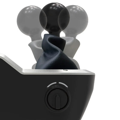 Czarny joystick do akcesoriów komputerowych z regulacją nachylenia, widok z bliska