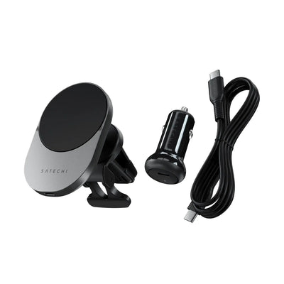 Bezprzewodowa ładowarka samochodowa Qi z uchwytem, adapterem i kablem USB-C