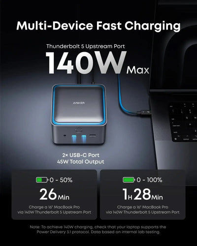 Anker - Prime TB5 Docking Station (14-in-1, 8K, Thunderbolt 5) - Hub USB-C TB5