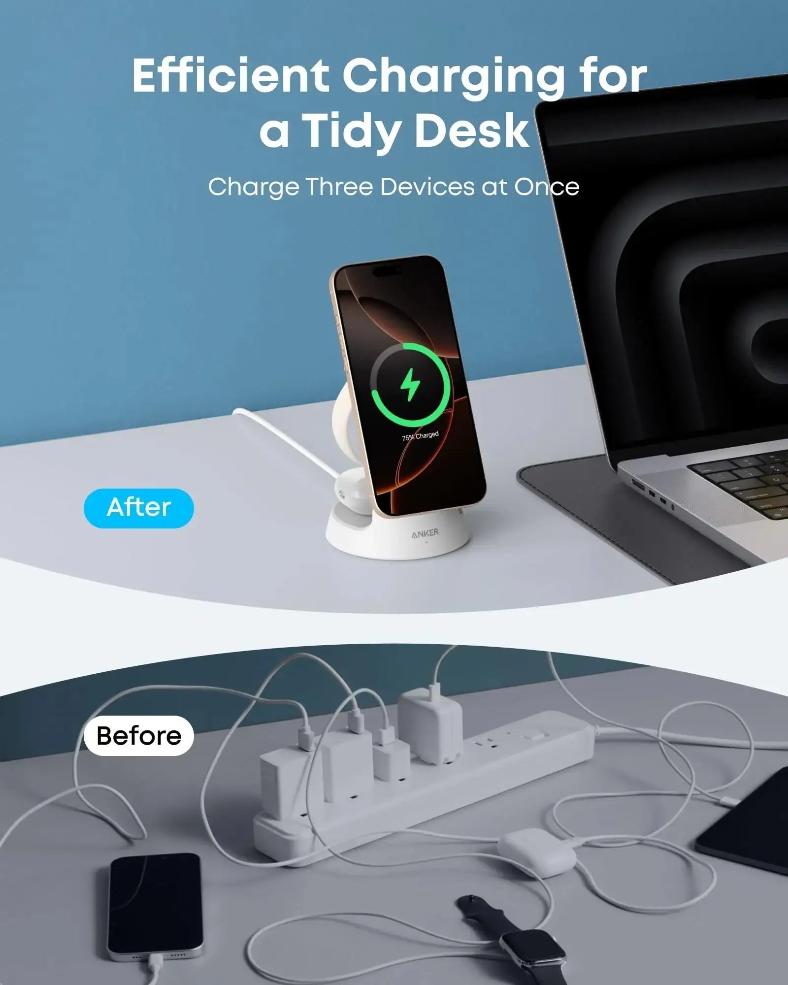 Anker - MagGo Wireless Charging Station (3-in-1, Dock Stand)