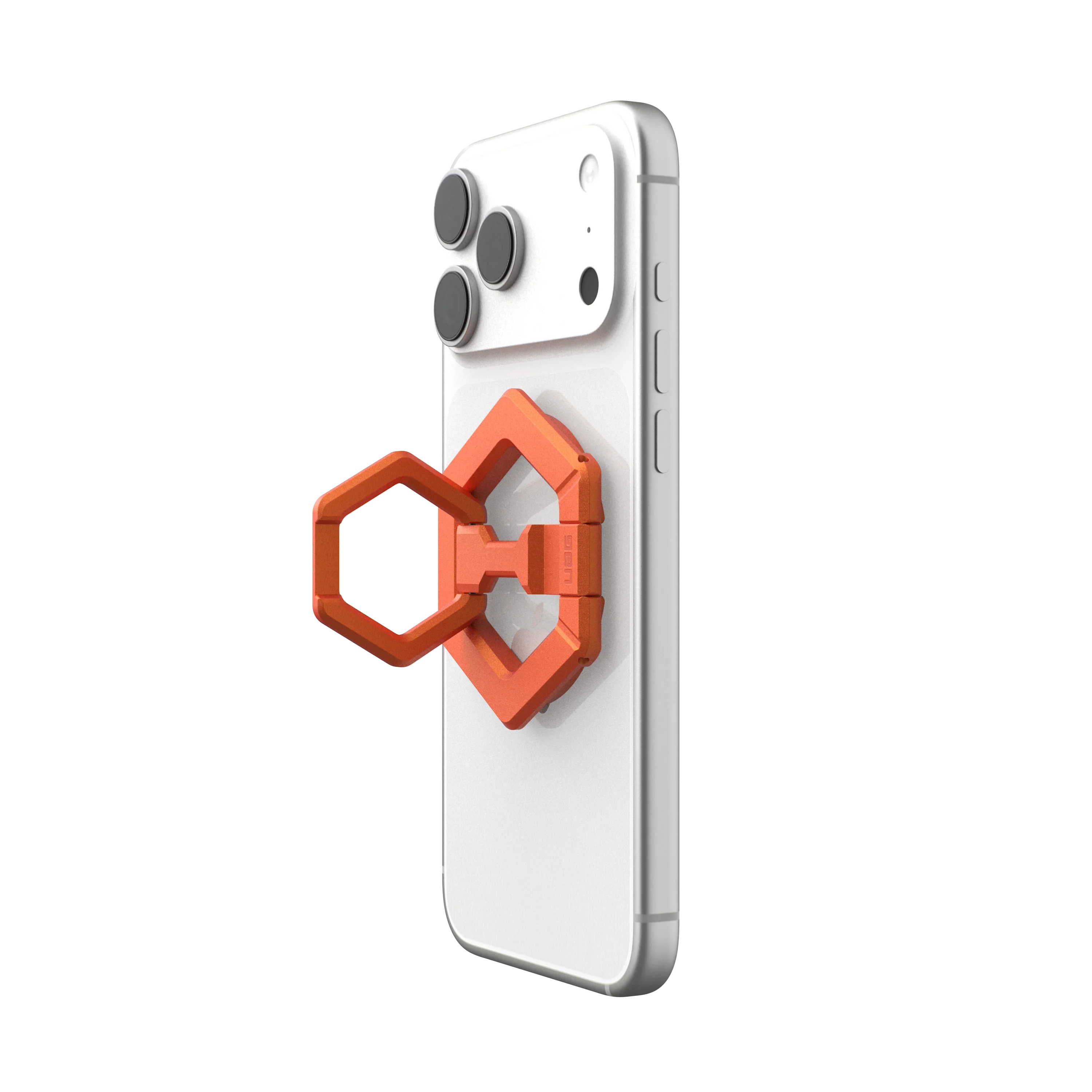Pomarańczowy uchwyt na telefon z magnesem, idealny do Home Office i desk setupu