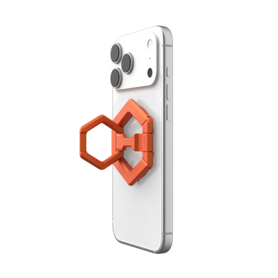 Pomarańczowy uchwyt na telefon z magnesem, idealny do Home Office i desk setupu