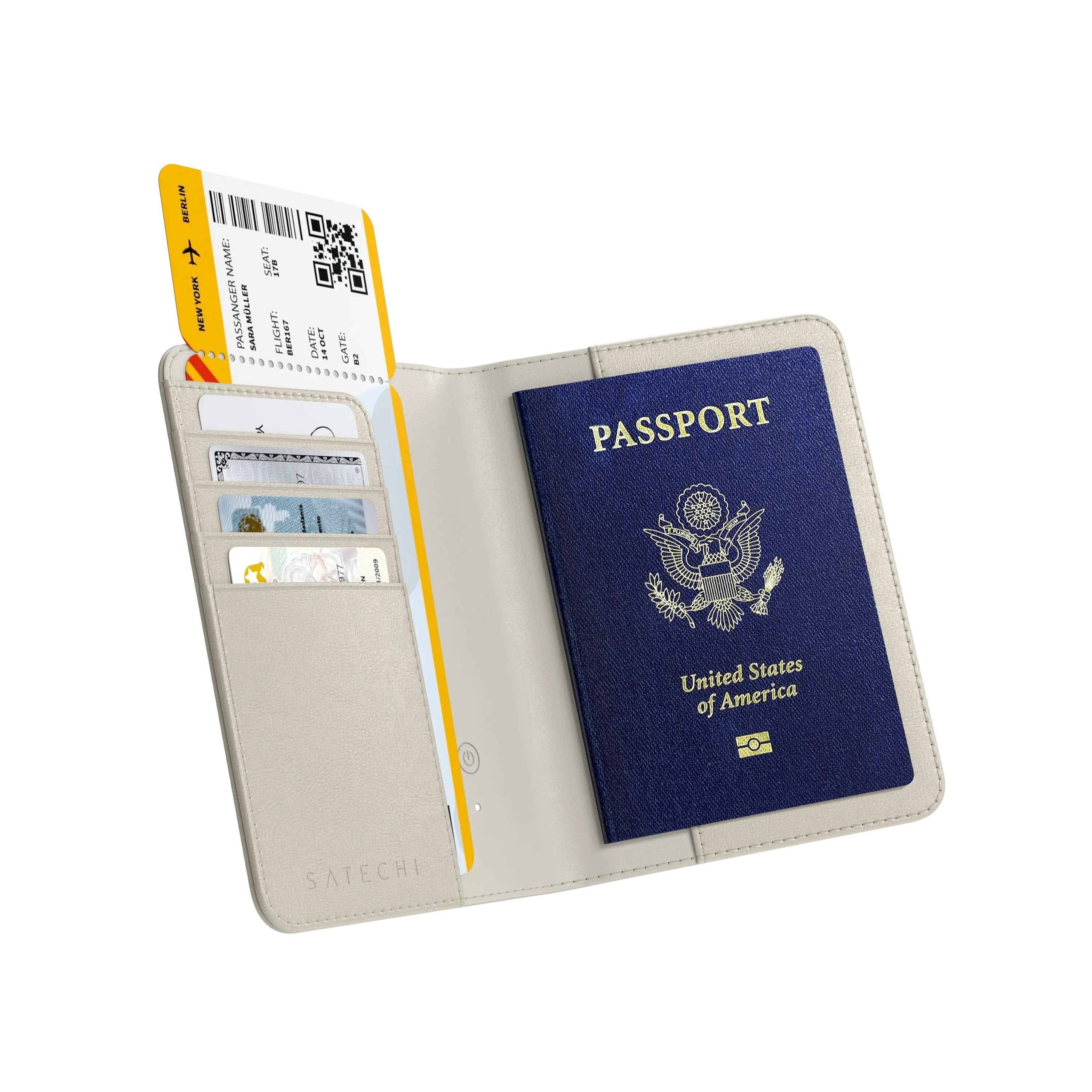 Satechi - Vegan - Leather Passport Cover with Find My - Etui na Paszport z Funkcją Śledzenia