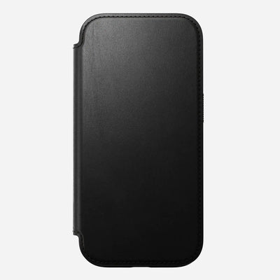 Czarne etui z klapką na iPhone, eleganckie akcesorium ochronne do smartfona