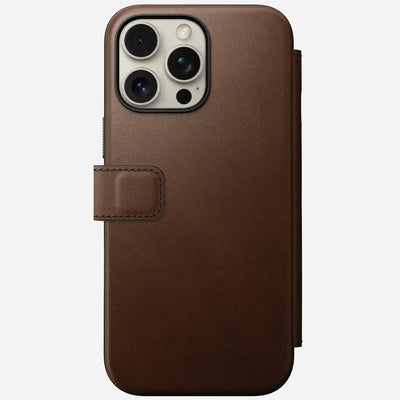 Etui na iPhone 16 Pro Max z brązowej skóry, ochronne etui do smartfona.