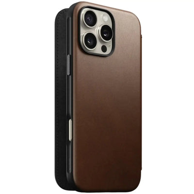 Skórzane etui do iPhone 16 Pro Max, brązowe, elegancka ochrona smartfona