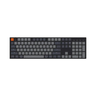 Niskoprofilowa klawiatura mechaniczna z podświetleniem LED, ciemne keycapy, pełny układ