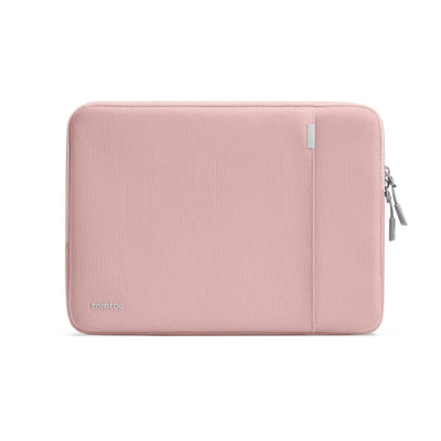 Różowy pokrowiec na laptopa z zamkiem, minimalistyczny design, akcesoria biurowe