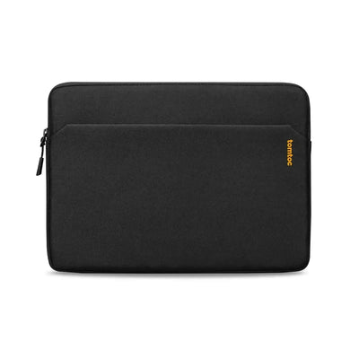 Czarna torba na laptopa z kieszenią, minimalistyczne etui ochronne akcesorium biurowe