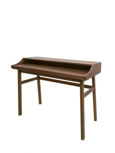 drewniane biurko do home office, minimalistyczny design, brązowy kolor