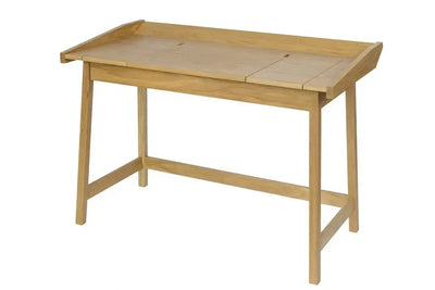 Drewniane biurko do domowego biura, minimalistyczny design, jasny kolor, do desk setupu