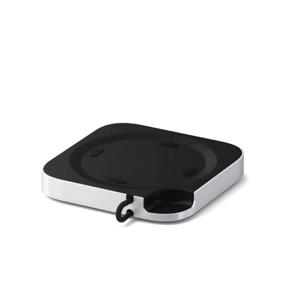 Stojak aluminiowy z portami USB i miejscem na SSD do Mac Mini, czarno-srebrny, minimalistyczny design