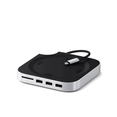 Stojak i hub USB-C do Mac Mini z czytnikiem kart i obudową na SSD, akcesorium biurowe