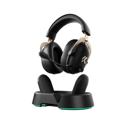 MCHOSE - V9 Turbo+ Wireless Gaming Headset with Magnetic Charging Dock Black Gold - Słuchawki Bezprzewodowe ze Stacją Ładującą