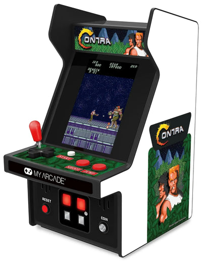 Mini automat arcade do gry Contra z kolorowym ekranem i joystickiem, retro konsola do gier