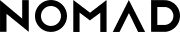 Czarne logo NOMAD na białym tle, minimalistyczny styl, akcesoria biurowe