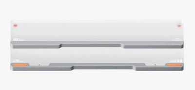 Szara podpórka pod nadgarstki do klawiatury mechanicznej, ergonomiczny design, minimalistyczny styl.