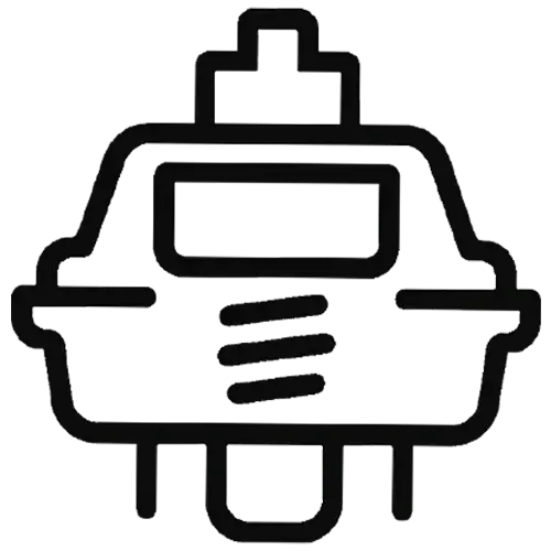 Czarna ikona mechanicznego switcha do klawiatury, widoczna sprężyna w środku