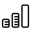 Ikona trzech słupków symbolizująca poziom nacisku w klawiaturze mechanicznej
